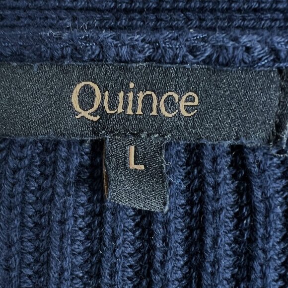 Quince Womens L Navy Organic Cotton Oversized Cardigan Ribbed Knit Open Front - Picture 13 of 16